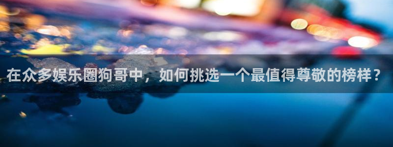 新宝gg平台：在众多娱乐圈狗哥中，如何挑选一个最值得尊敬的榜样？